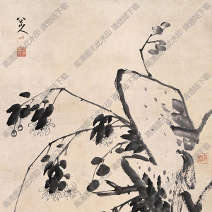 八大山人國(guó)畫(huà)_芙蓉游魚(yú)圖_高清大圖下載
