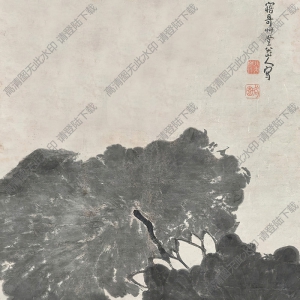 八大山人國畫作品_水墨荷花圖_高清下載