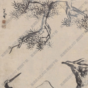 朱耷國(guó)畫作品_松鶴圖_高清下載