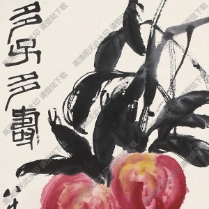 齊白石作品_多子多壽_壽桃荔枝圖_高清大圖下載