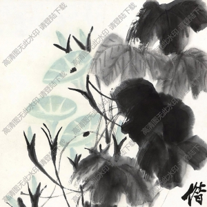齊白石作品_牽?；r雞_高清大圖下載
