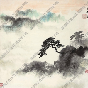 胡若思國(guó)畫 黃山松云圖1 高清大圖下載
