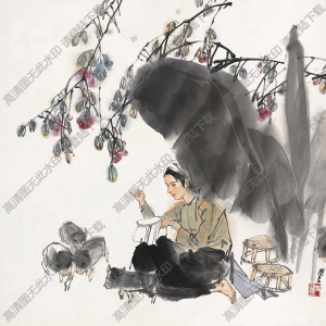 史國(guó)良國(guó)畫 飼豬圖 高清大圖下載