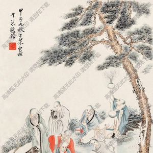 包棟國畫_松蔭對(duì)語_高清大圖下載