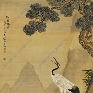 沈銓國(guó)畫(huà) 松姿鶴鳴 高清大圖下載