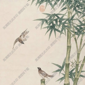 徐揚國畫 竹雀圖 高清大圖下載