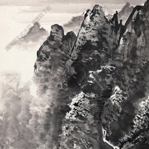 應(yīng)野平國(guó)畫 疊嶂飛泉 高清大圖下載