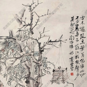 李鱓國畫 豆棚絡緯 高清大圖下載