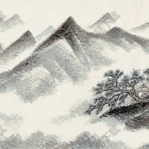 金雪野國(guó)畫(huà) 山樓煙雨 高清大圖下載