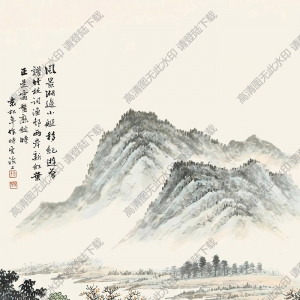 袁松年國(guó)畫 風(fēng)景湖邊 高清大圖下載