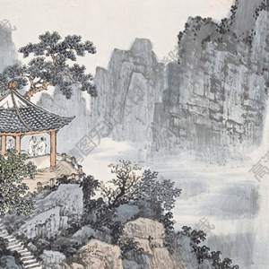 袁松年國(guó)畫(huà) 山亭觀瀑 高清大圖下載