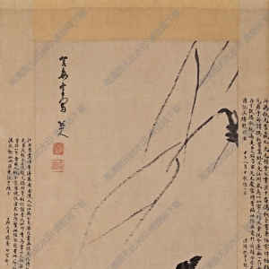 朱耷國(guó)畫_楊柳浴禽圖_高清大圖下載
