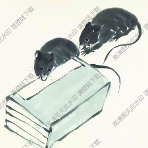 齊白石_兩只老鼠咬書(shū)_乙亥年作_高清大圖下載