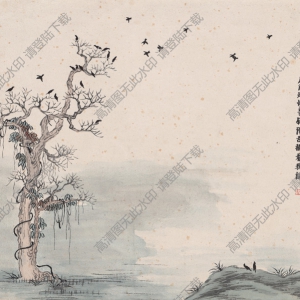 齊白石_石門二十四景04_古樹歸鴉圖_高清大圖下載