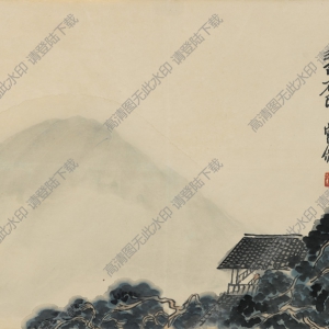 齊白石_23開借山圖冊(cè)21_雙肇樓圖_高清大圖下載