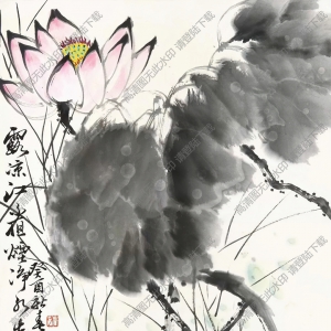 張世簡作品_荷花露涼江不夜,煙凈水先秋_高清大圖下載
